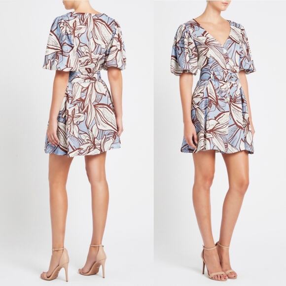 NICHOLAS Linda Linen Dress in Mocha Etched Floral Size US 4 - Picture 2 of 13